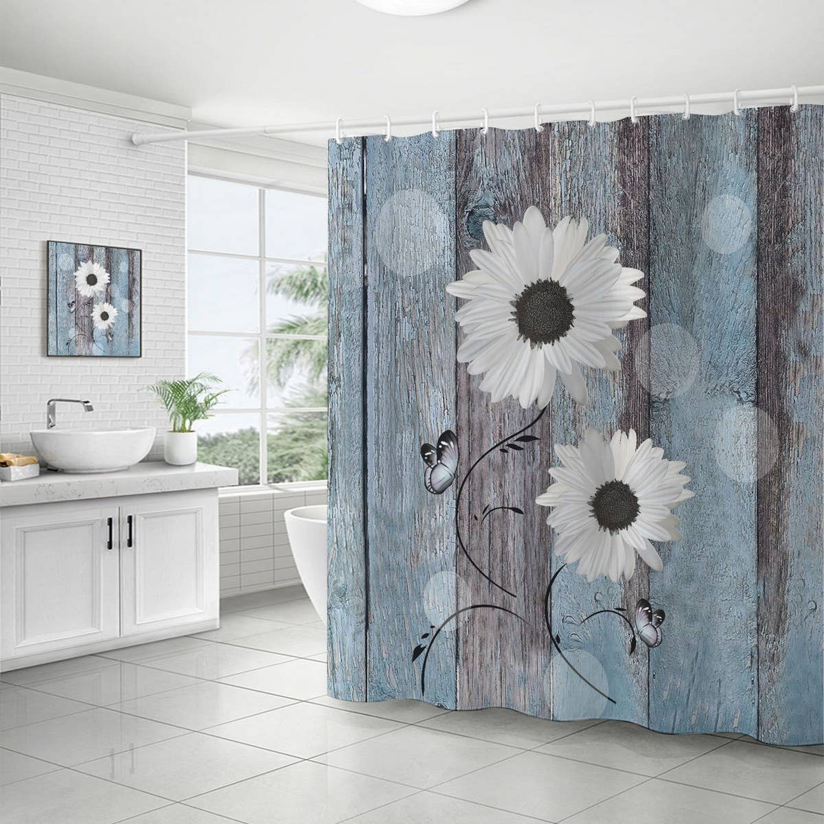 FLOWER WATERPROOF BATHROOM SHOWER CURTAIN_CWMM1798