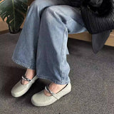 RED LEATHER MARY JANES FLAT BALLET SHOES_CWSHF0135