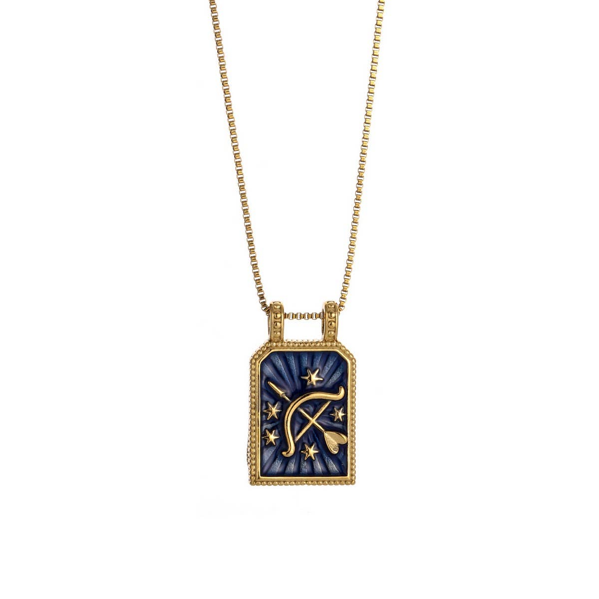 Vintage Square Zodiac Necklace With Enamel_Cwmm8840
