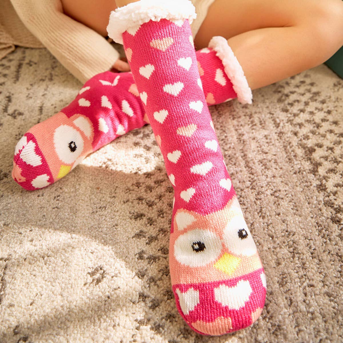 ROSE RED OWL MID TUBE PLUSH INDOOR SLIPPERS_CWMS0735