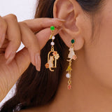 OIL PAINTING CHERRY BLOSSOM RABBIT EARRINGS_CWAJE2422