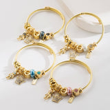 DIY CROWN BEAR LETTER CHARM COUPLE BRACELET_CWMM8493