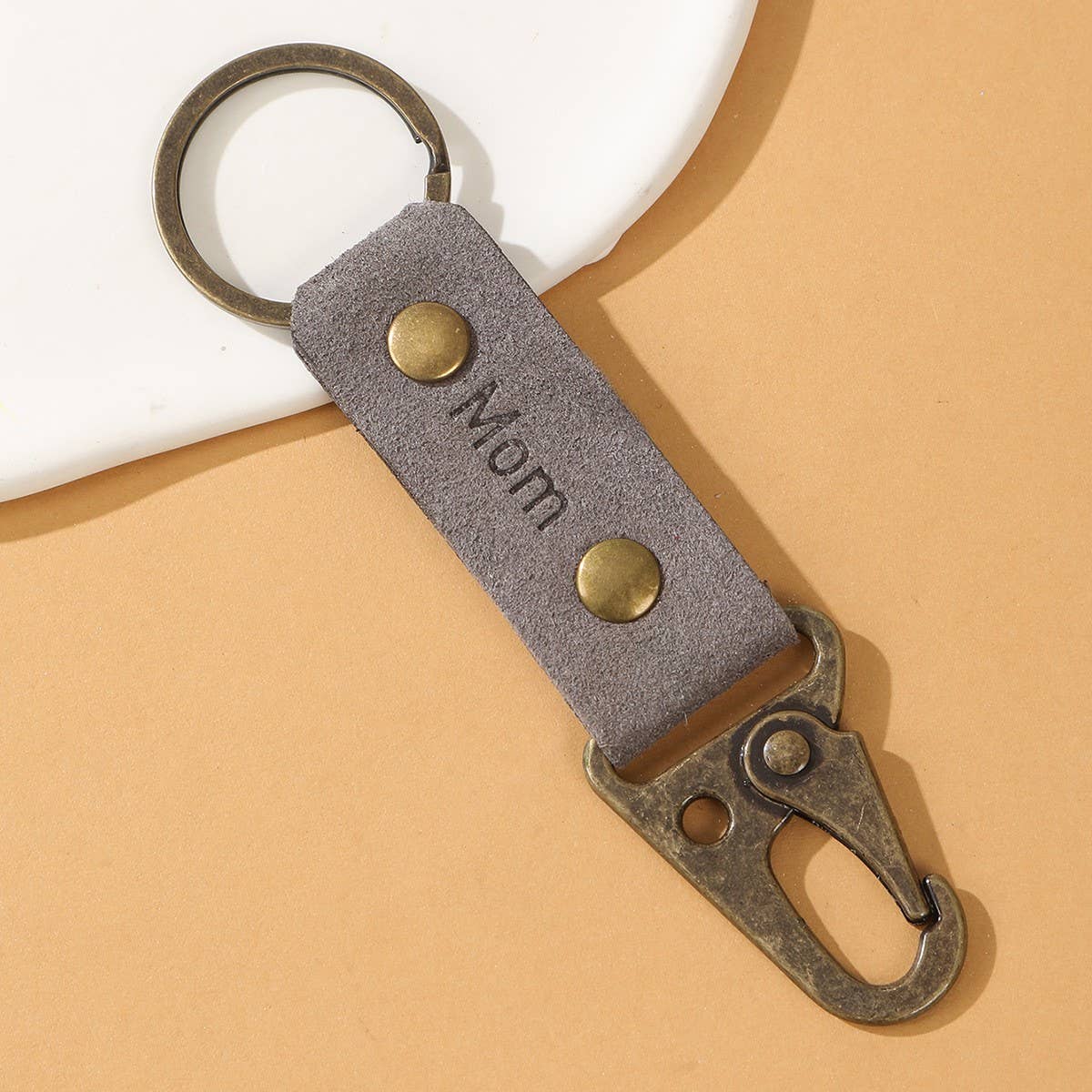 Vintage Leopard Weave Leather Keychain Pendant_Cwmm0579