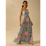 Tropical Printed Strappy Casual Vacation Dress