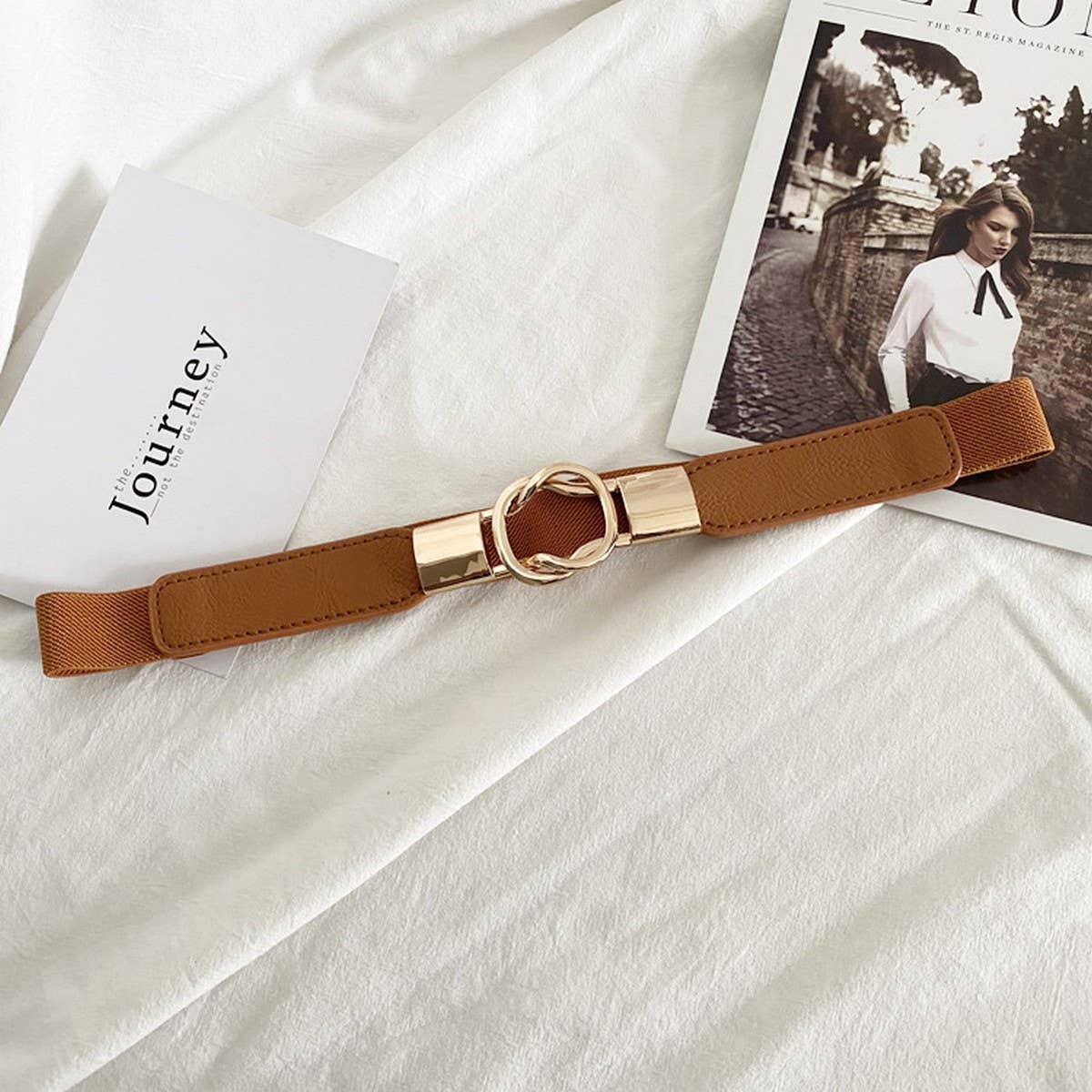 DOUBLE BUCKLE ELASTIC FASHIONABLE WAIST BELT_CWABE0652