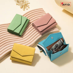 FASHION GENUINE LEATHER SHORT TRIFOLD MINI WALLET_CWAB3785