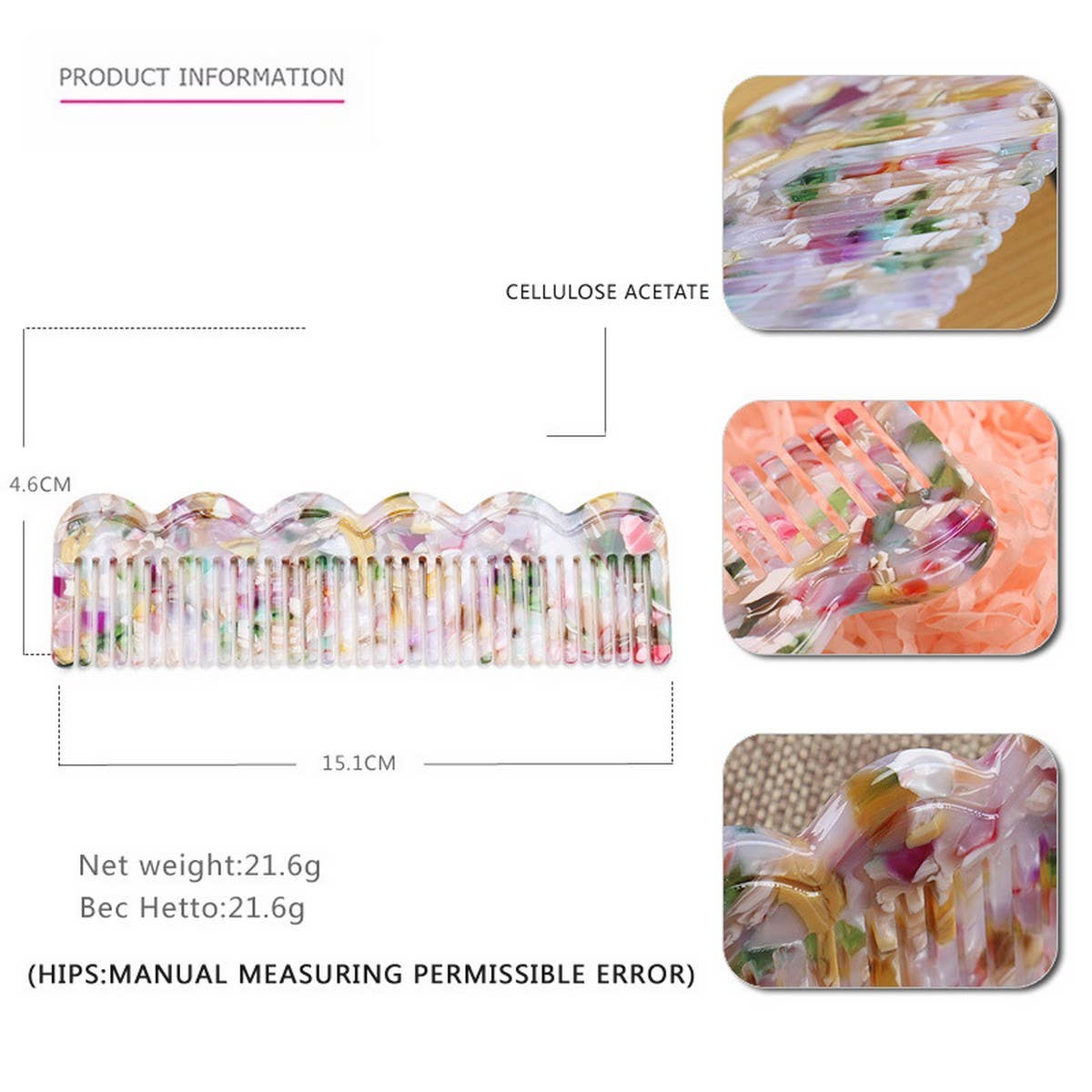 GRADIENT TEETH ACETATE COMB LEOPARD PRINT HAIRCOMB_CWAHA4192