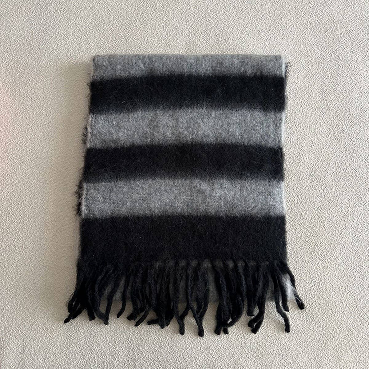BLUE BROWN STRIPE SCARF THICK WINTER WRAP_CWASC2332