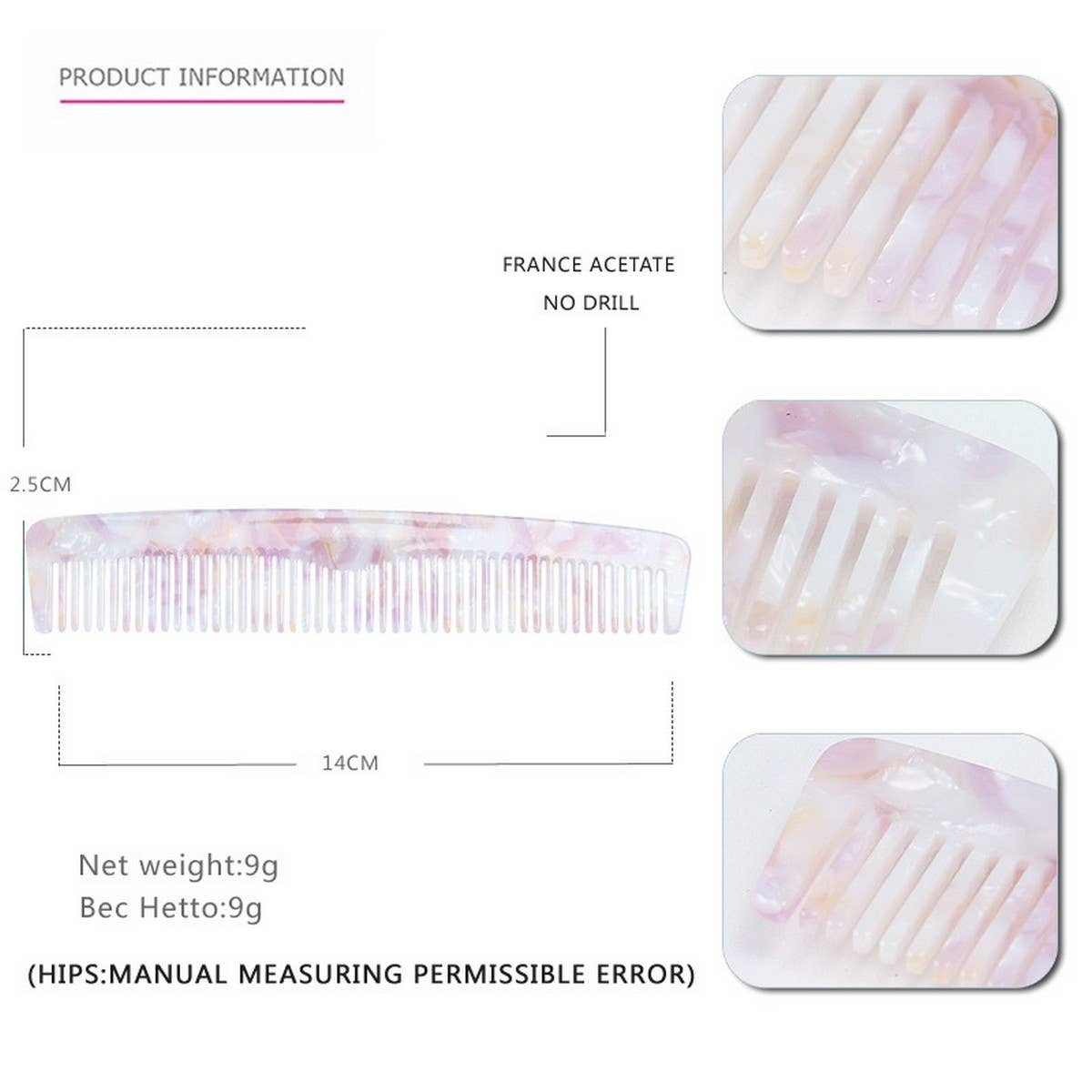 ACETATE SHEET HAIR COMB ANTI STATIC COMB_CWAHA4196