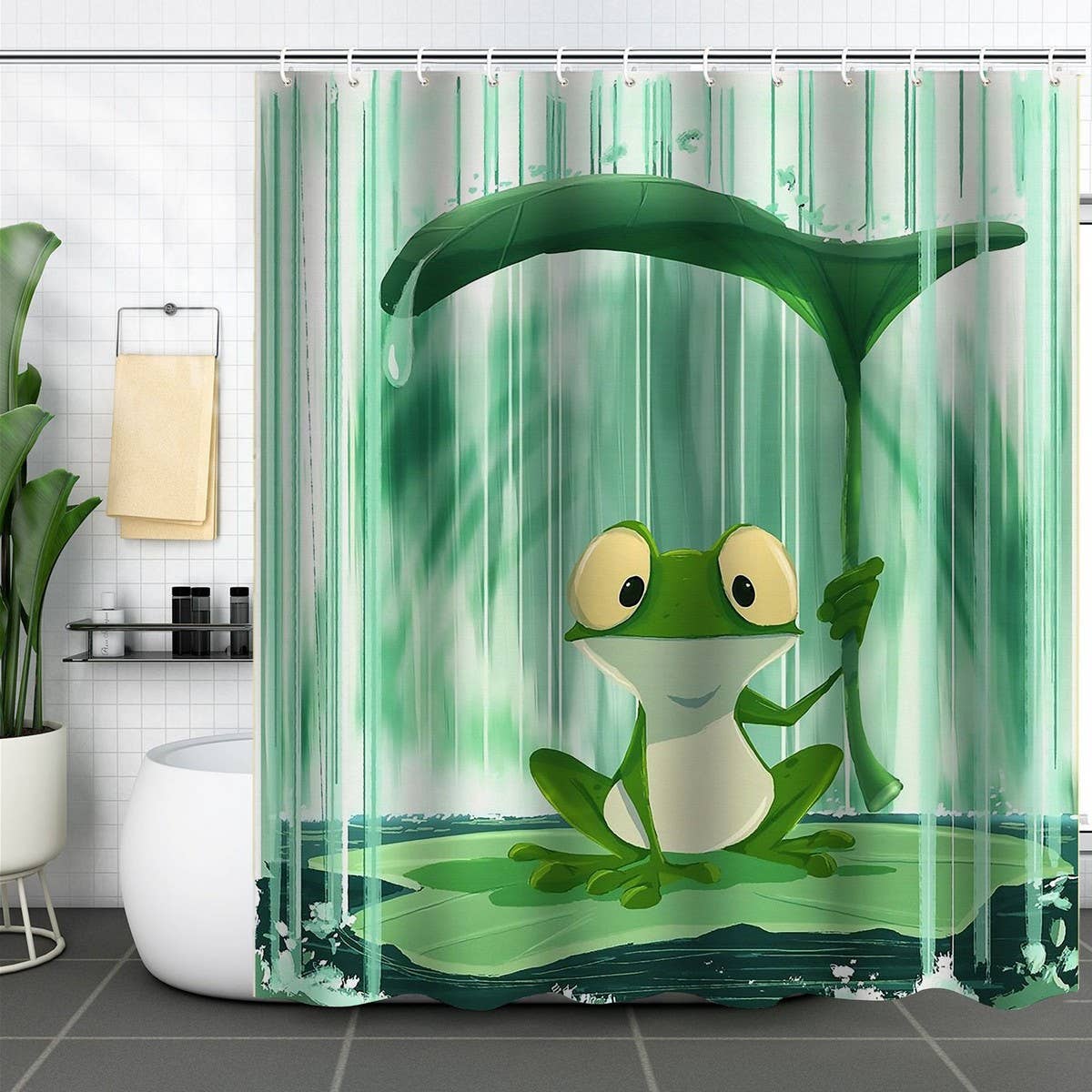 HOT SALE DIGITAL PRINTED FROG SHOWER CURTAIN_CWMM1805