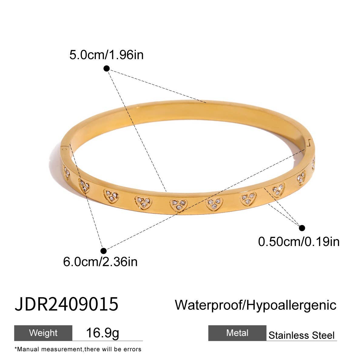 Zircon Heart Open Cuff In Titani Steel_Cwaje4869