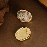 IRREGULAR ABALONE GEOMETRIC EARRINGS_CWMM4325