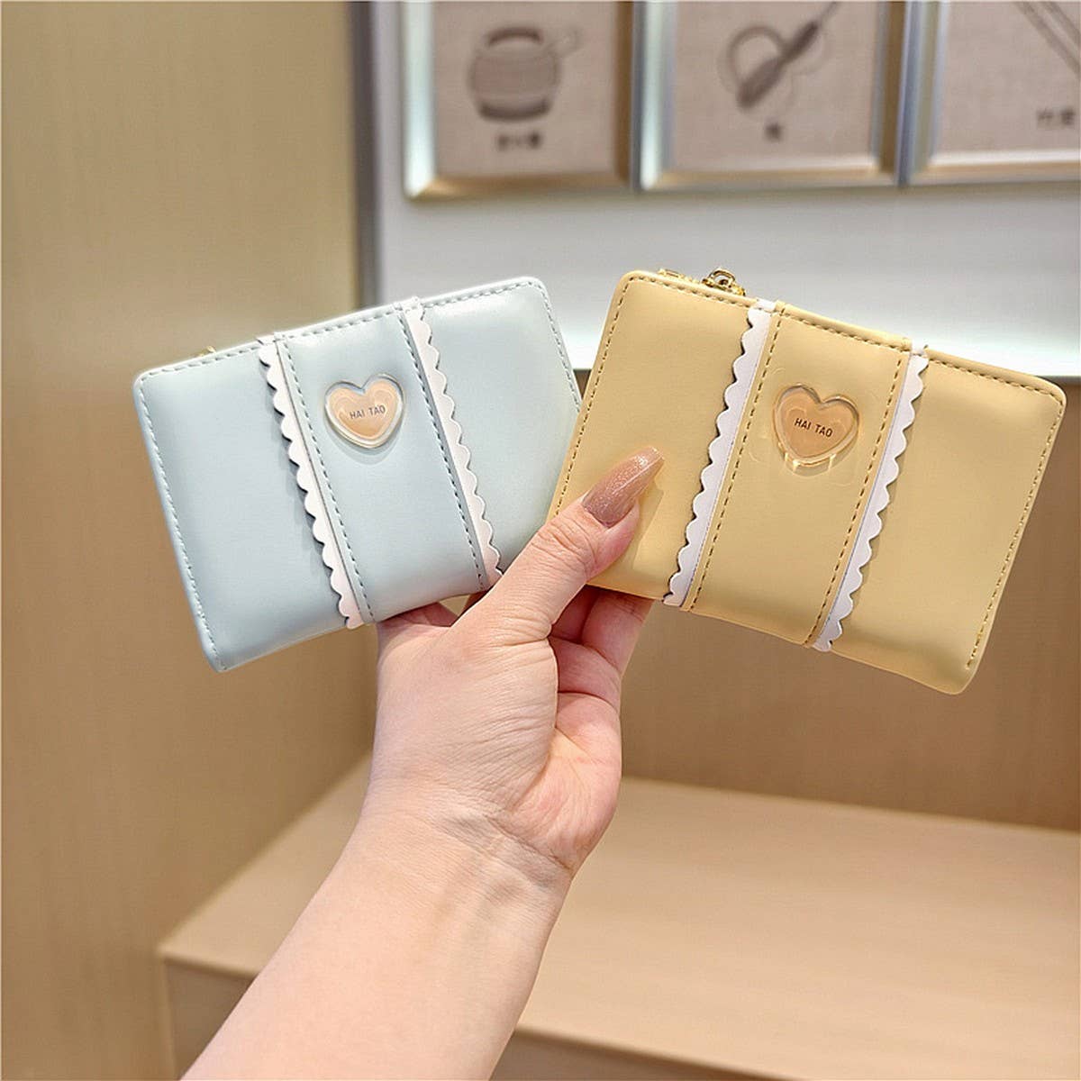 New Solid Color Heart Lace 2-Fold Wallet_Cwab06267