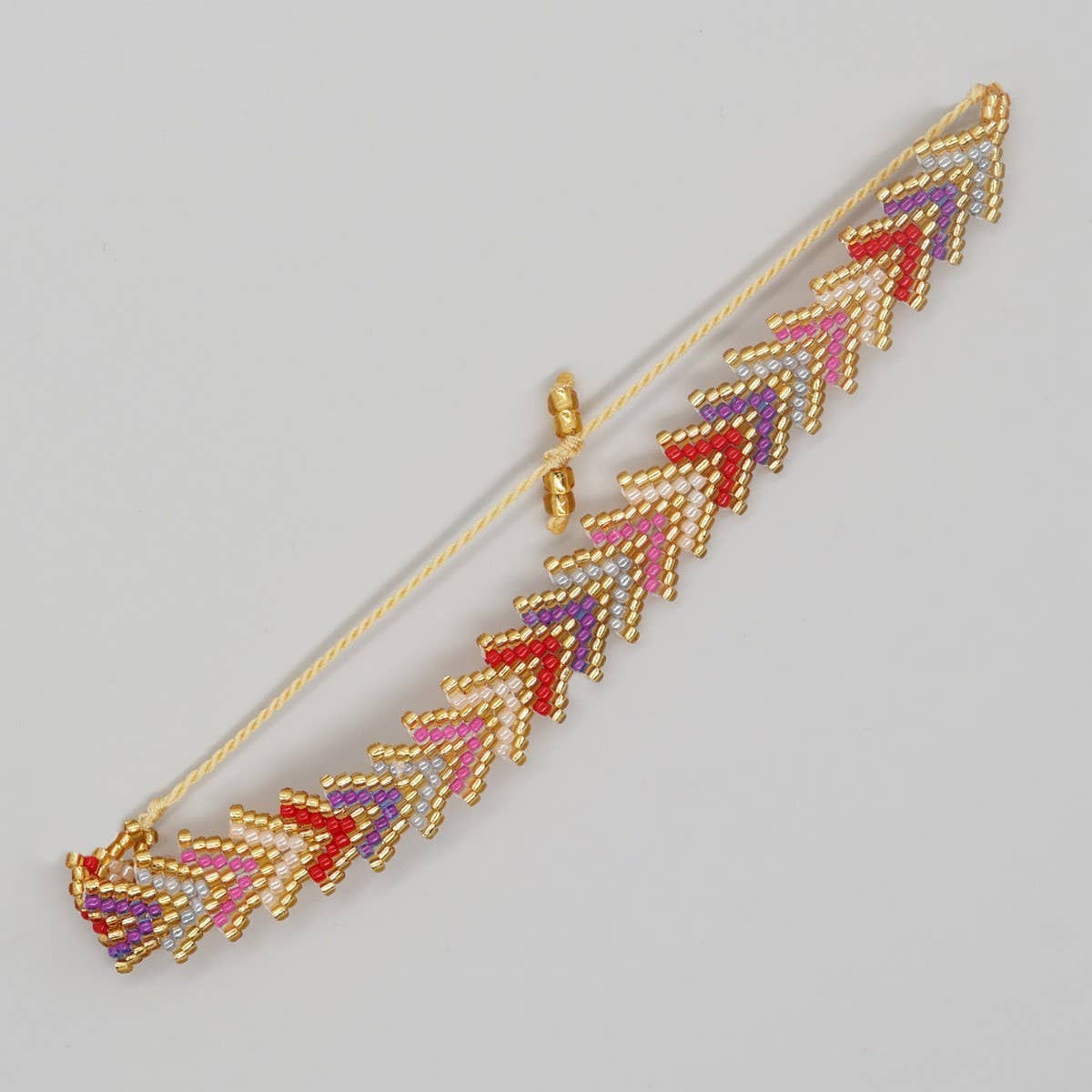 RICE BEAD HAND WOVEN RAINBOW FLOWER BRACELET_CWMM3796
