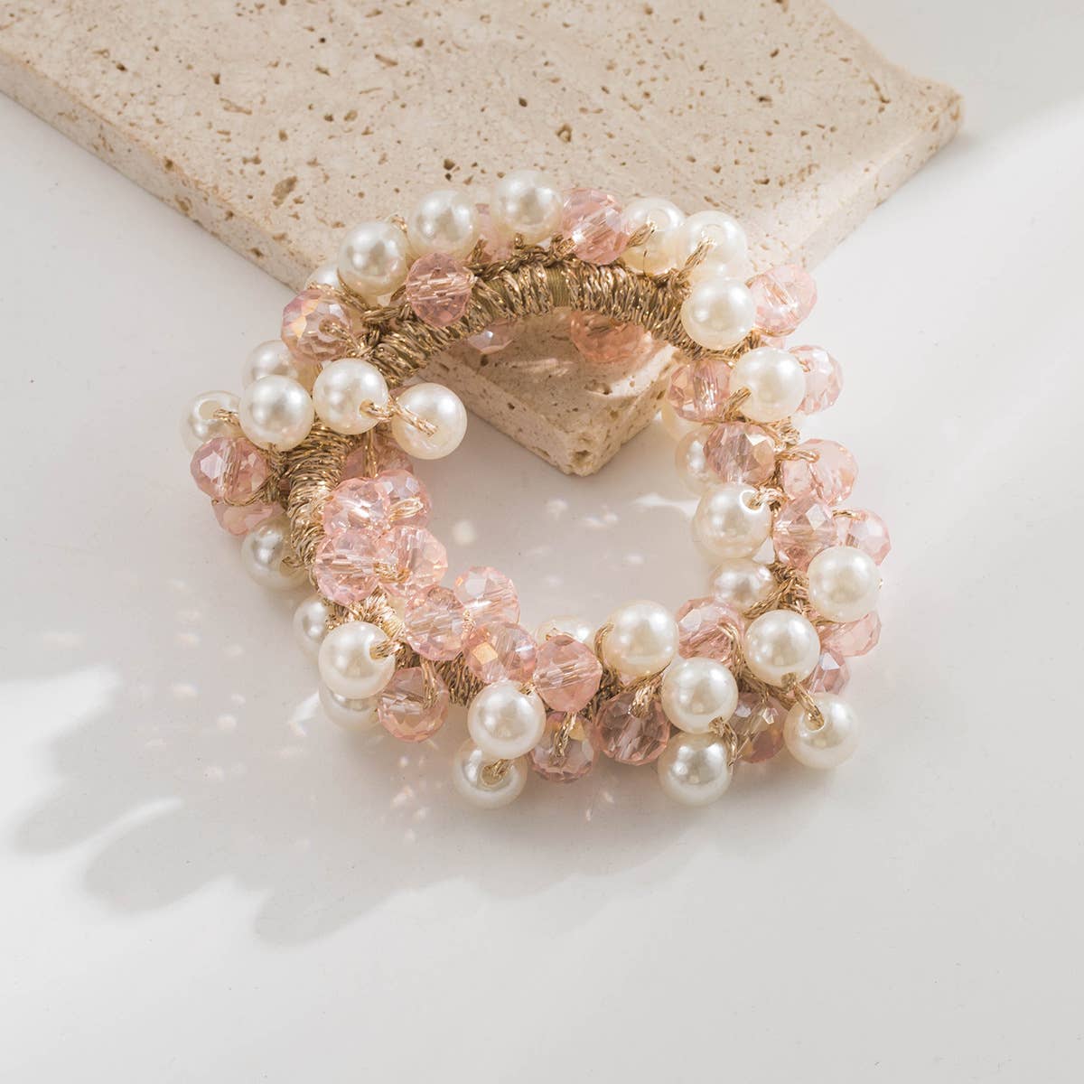 Colorful Crystal Beaded Ponytail Hair Tie_Cwaje05907