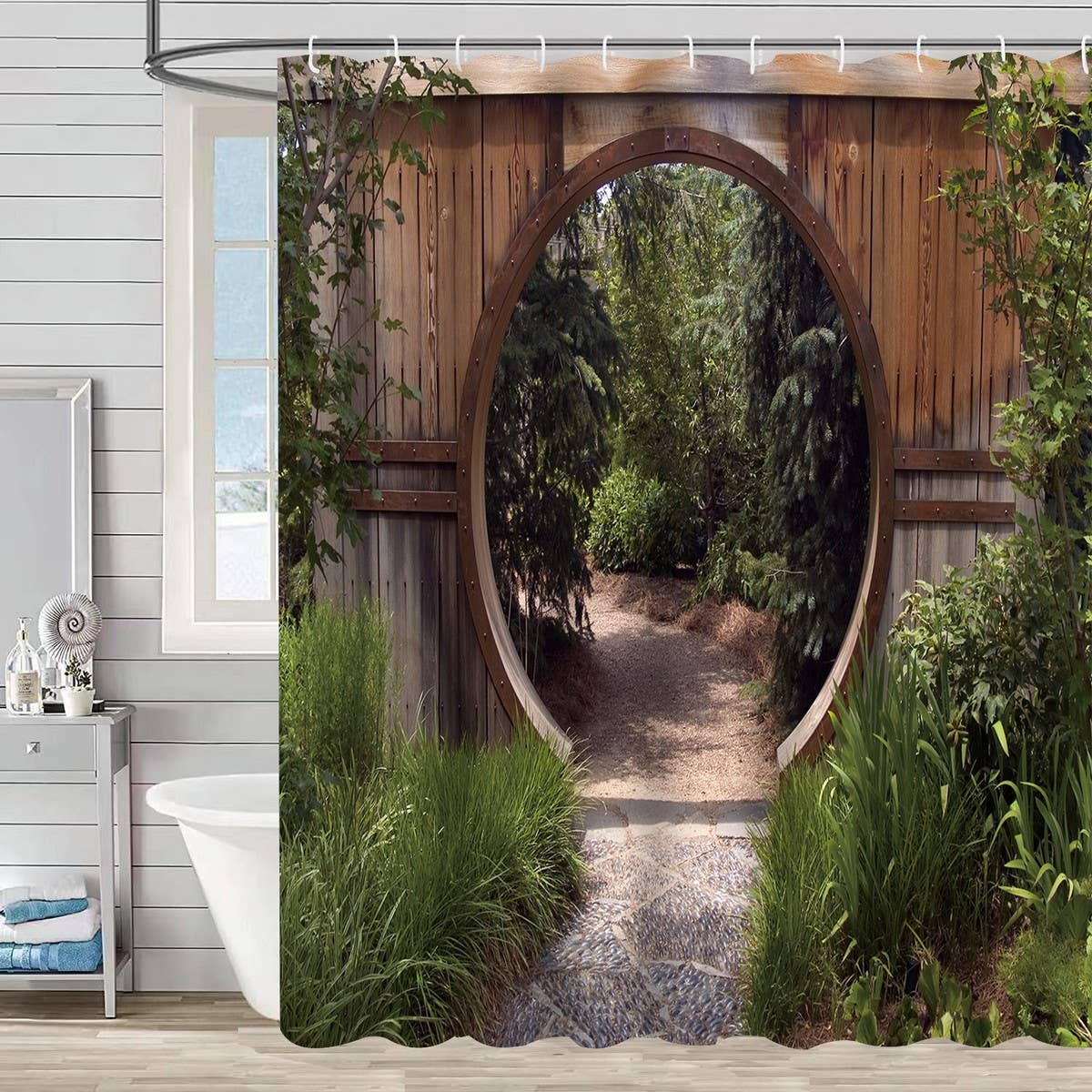 Waterfall Landscape Print Shower Curtain_Cwmm1791