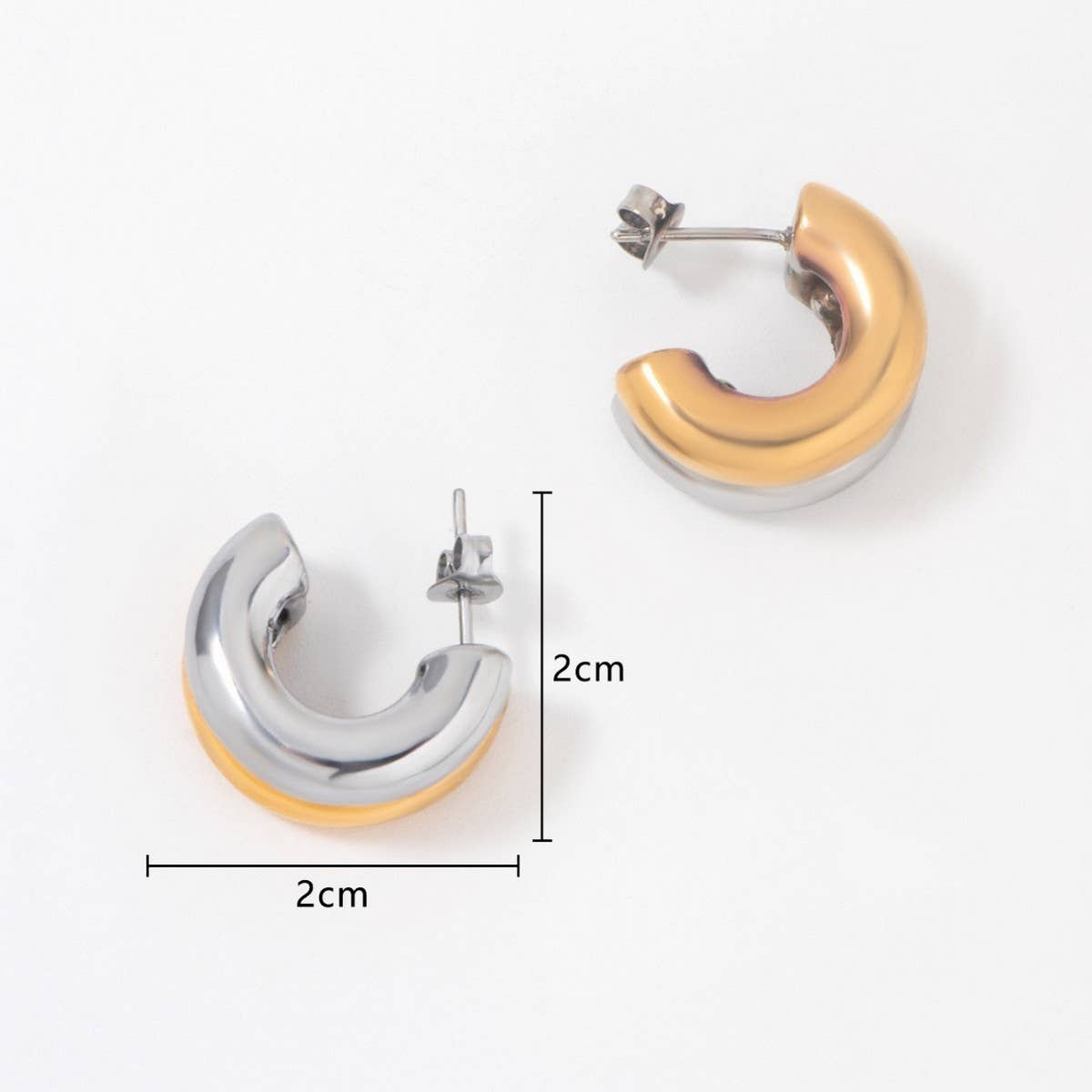 GEOMETRIC GOLD PLATED FASHION DOUBLE LAYER EARRINGS_CWMM3667