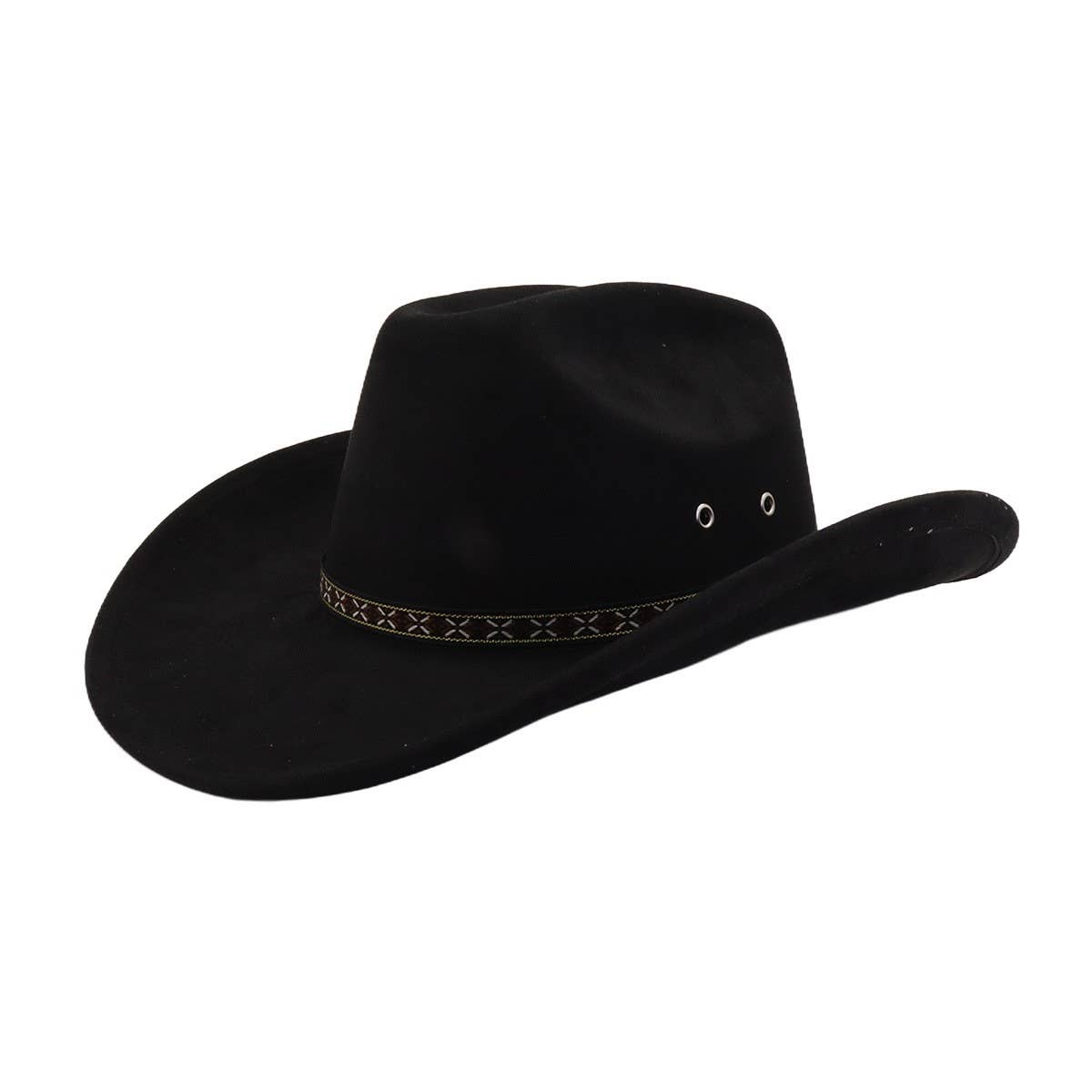 Unisex Soft Suede Western Cowboy Fedora Hat_Cwah04367