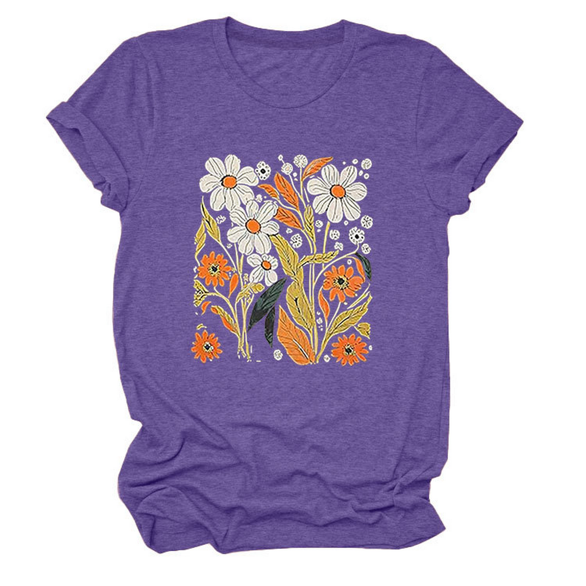 Women Summer Tee ??Flor Casual Round Neck_Cwtts1500