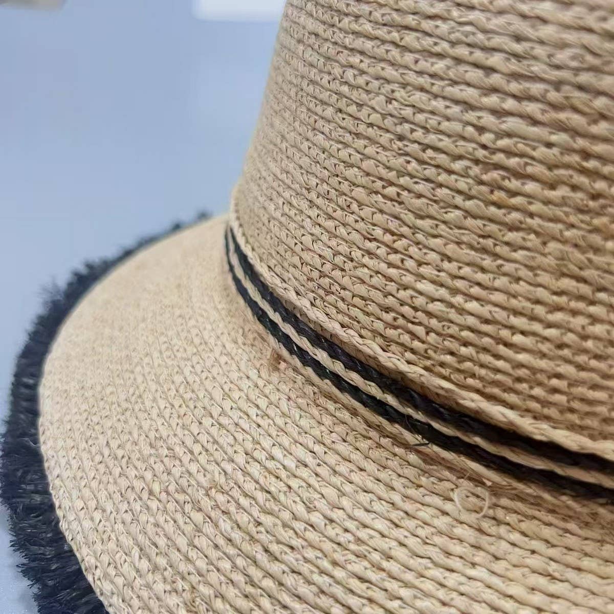 SUMMER HIGH END ROUND TOP FUR EDGED STRAW HAT_CWAH3577