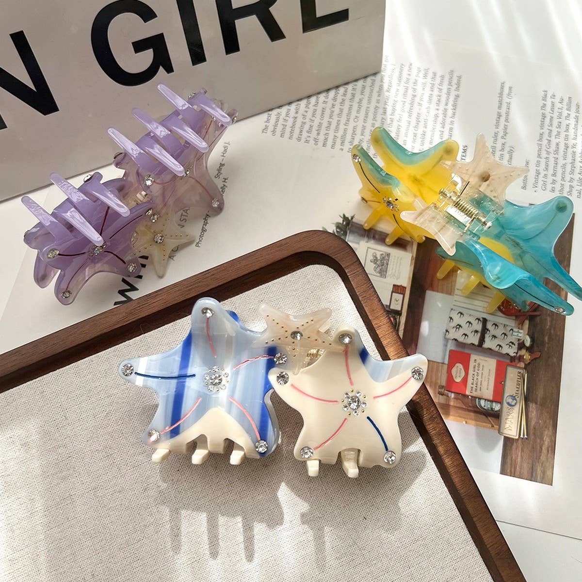 3D STARFISH ACETATE HAIR CLAW THICK HAIR BUN CLIP_CWAHA5970