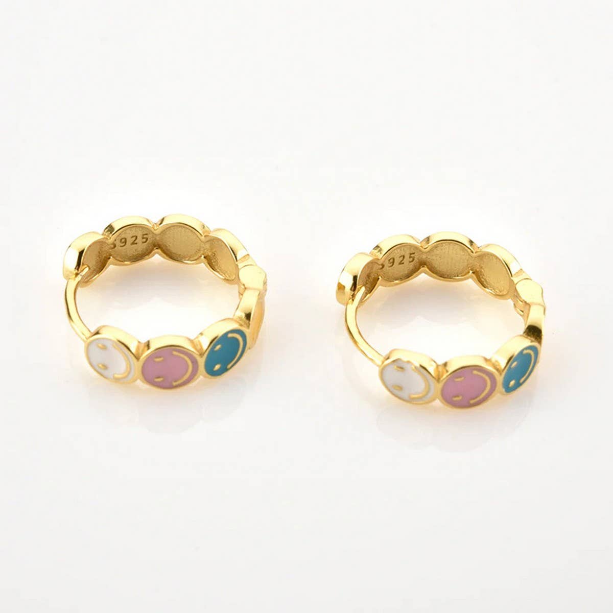 SMILEY COLORFUL HIP HOP CREATIVE EARRINGS_CWAJE1768