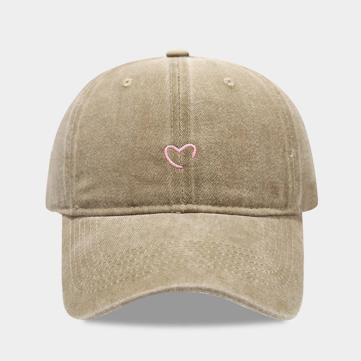 Vintage Washed Pink Heart Baseball Cap_Cwah04569