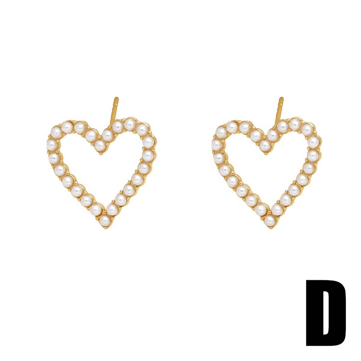 HEART SHAPED PEARL GOLD PLATED EARRINGS_CWAJE1035