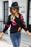 Valentines Day Sweater V-Neck Knit Jumper