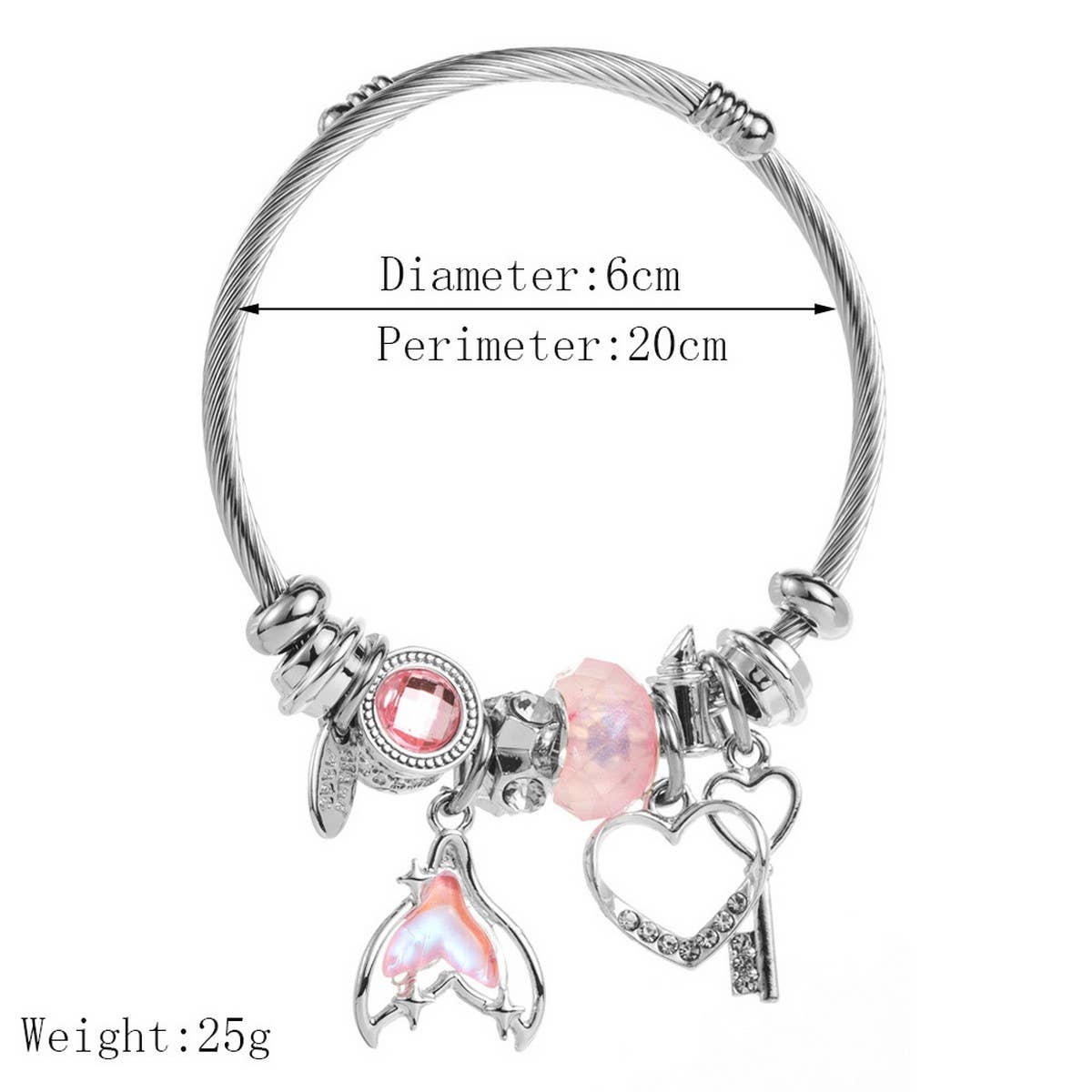 Trendy Stainless Steel Mermaid Tail Heart Bracelet_Cwmm8506