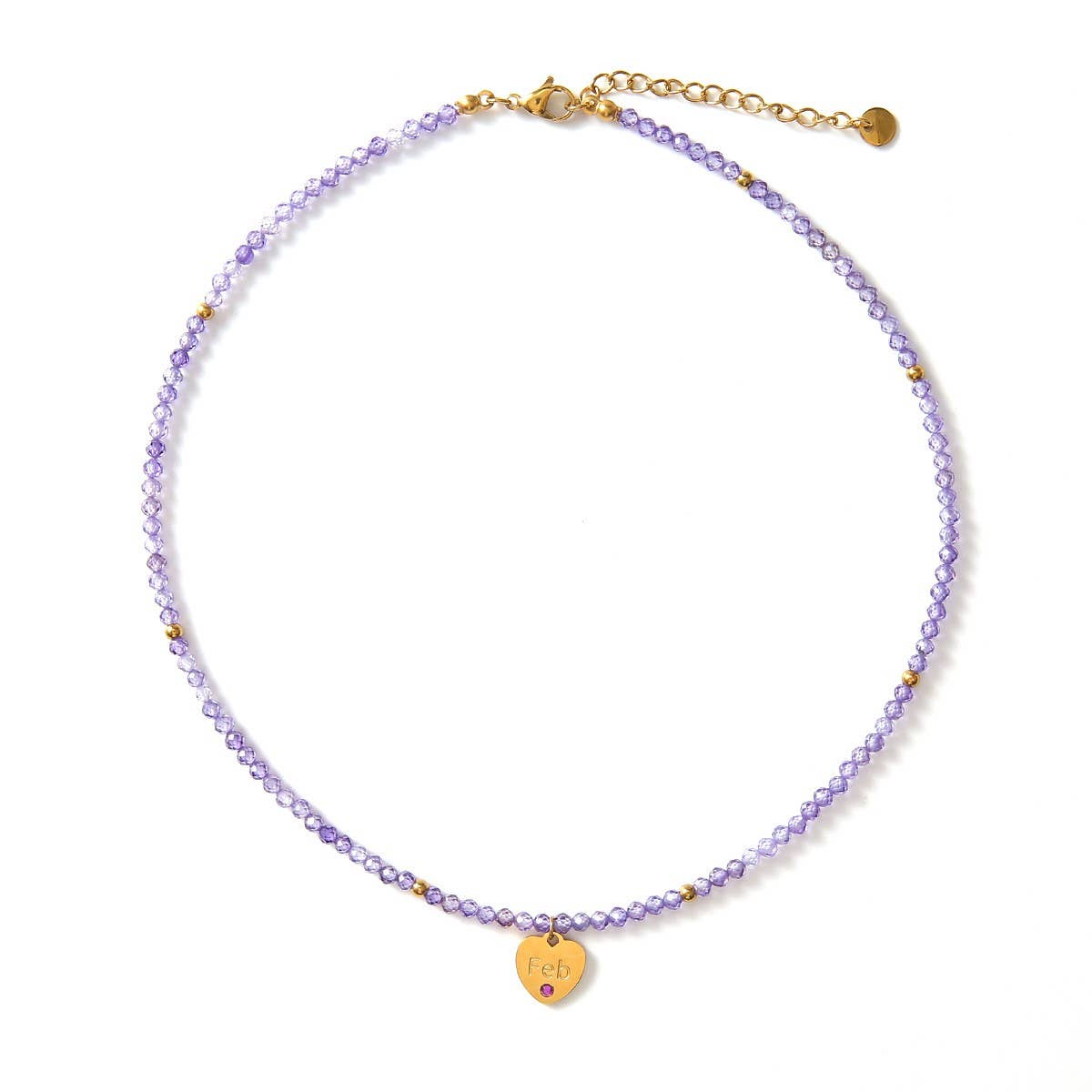 12 MONTH CUT STONE NECKLACE WITH HEART PENDANT_CWMM8851