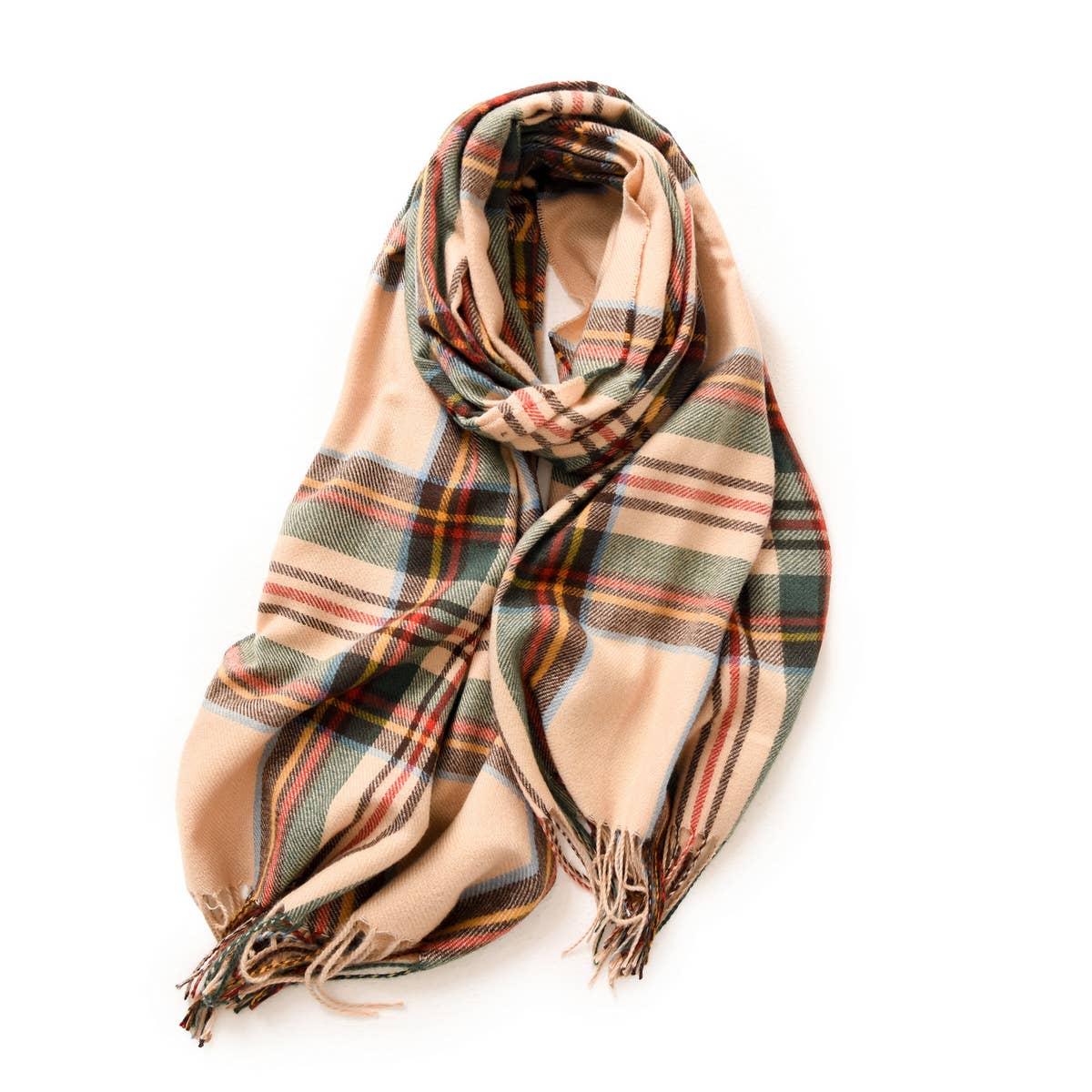 PLAID WINTER SCARF FOR WOMEN WITH TASSELS WARM_CWASC0186