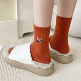 THIN EMBROIDERED BREATHABLE WOMENS MID CALF SOCKS_CWMS1132