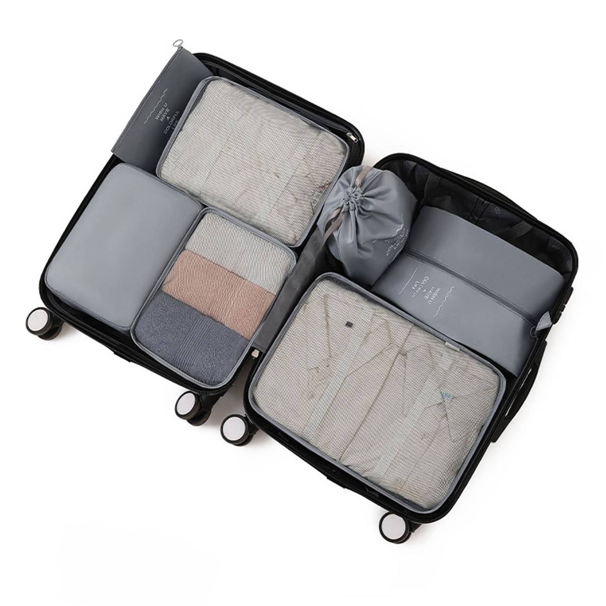 6 7 PIECE WATERPROOF TRAVEL PACKING CUBE SET_CWAB0542