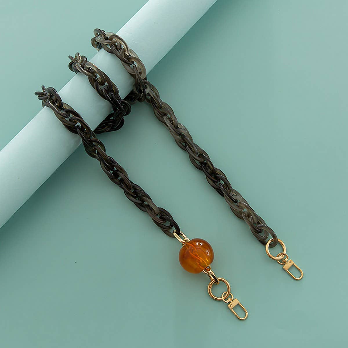 RESIN ACRYLIC LARGE LANTERN BEADS BAG CHAIN STRAP_CWMM5106