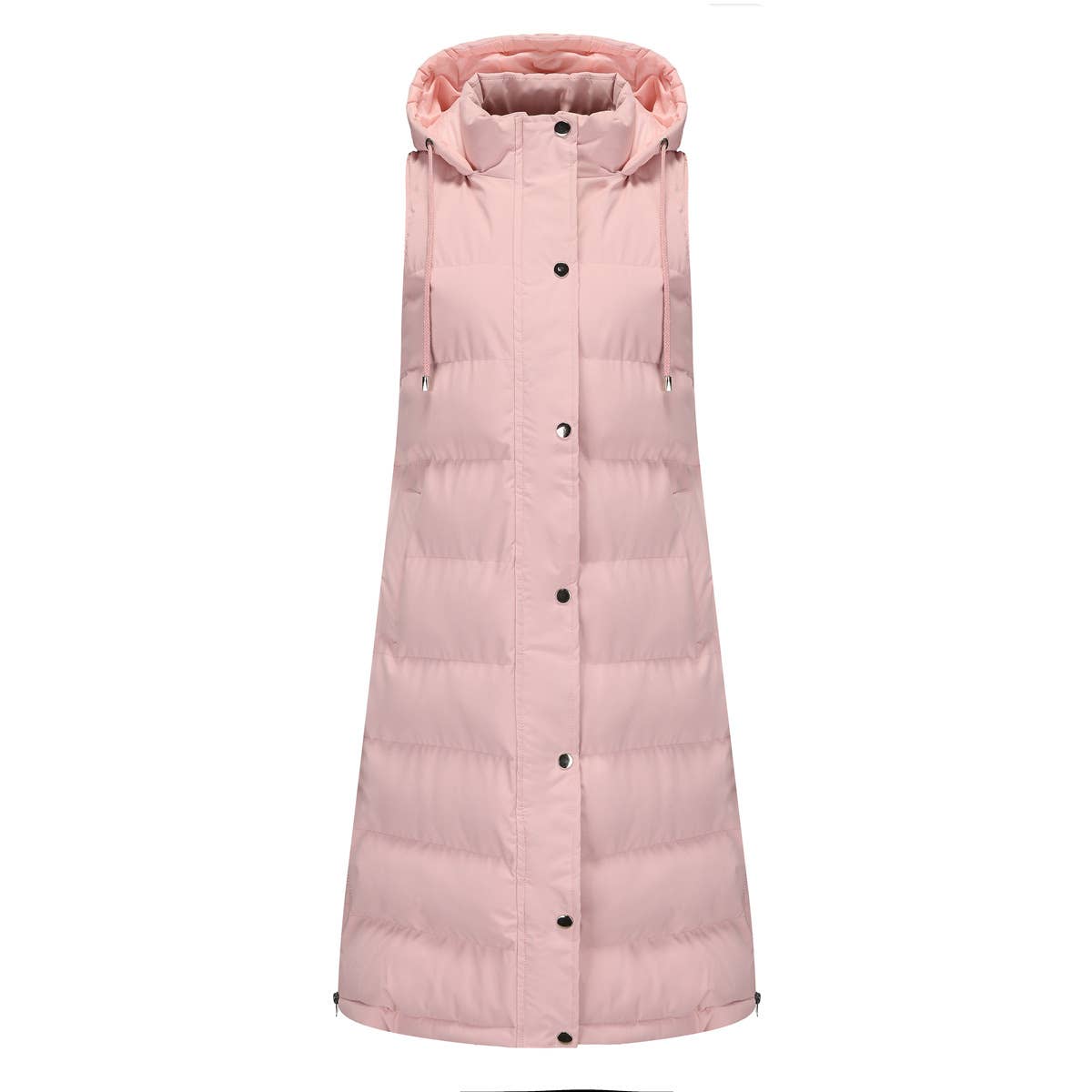 Solid-Color Hooded Sleeveless Cotton-Padded Vest