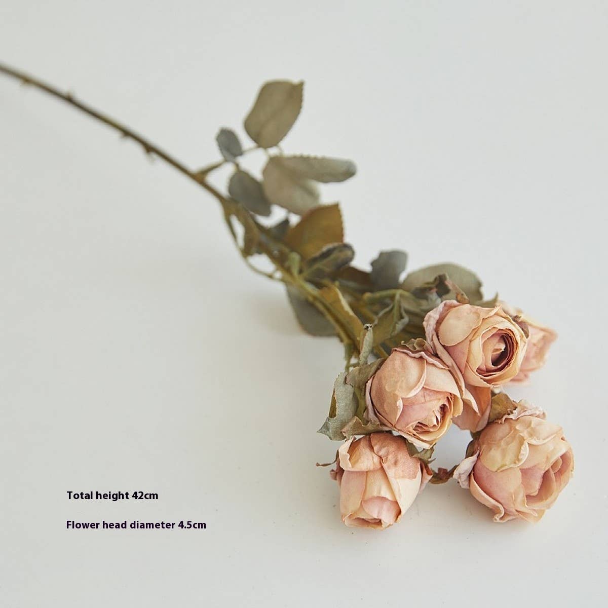 FAUX 5 HEAD WITHERED ROSE WITH BURNT EDGE LOOK_CWMM6589