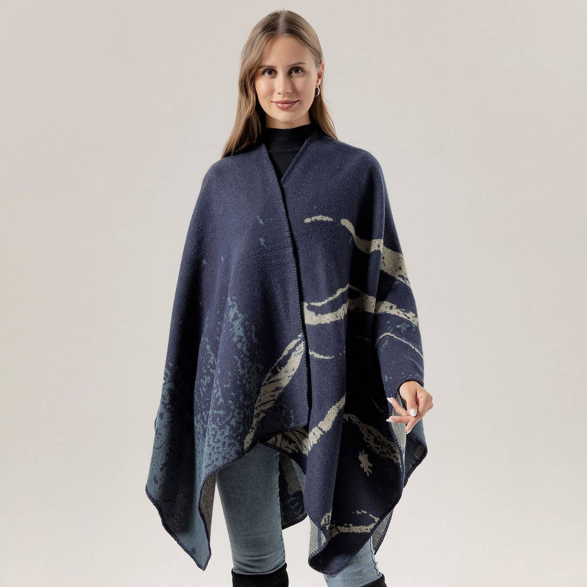 PLAIN ALL MATCH SHAWL KNITTED CAPE SCARF_CWASC2181