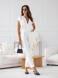 Solid Color Sexy V-Neck Commuter Jumpsuit
