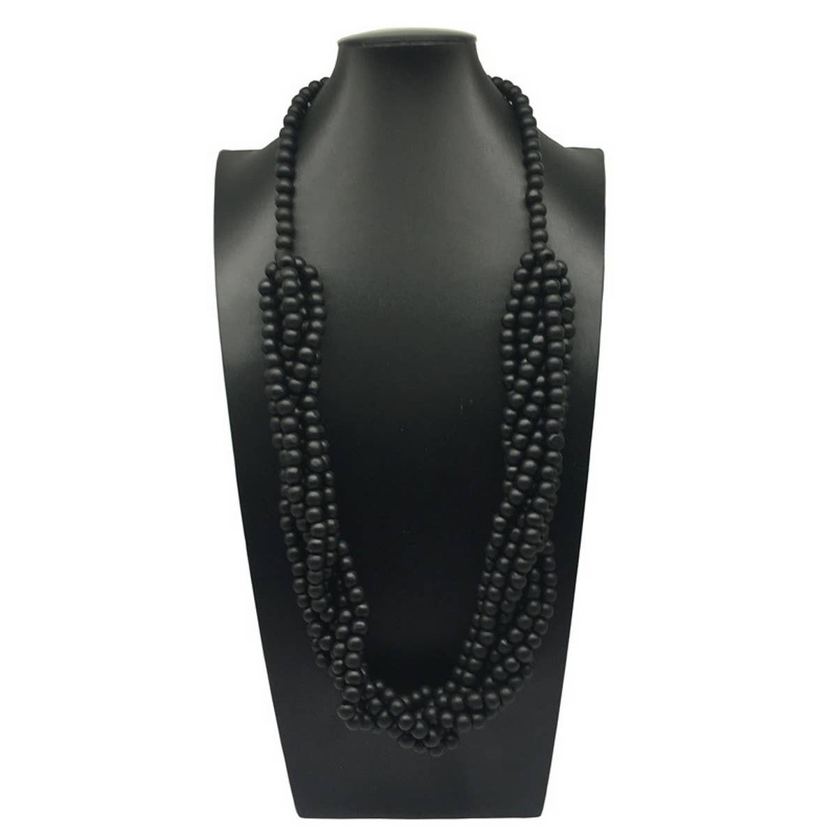 Vintage Hand-Woven Log Bead Long Necklace_Cwmm4731