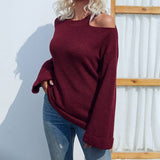 Solid Color Crew Neck Drop Shoulder Sweater