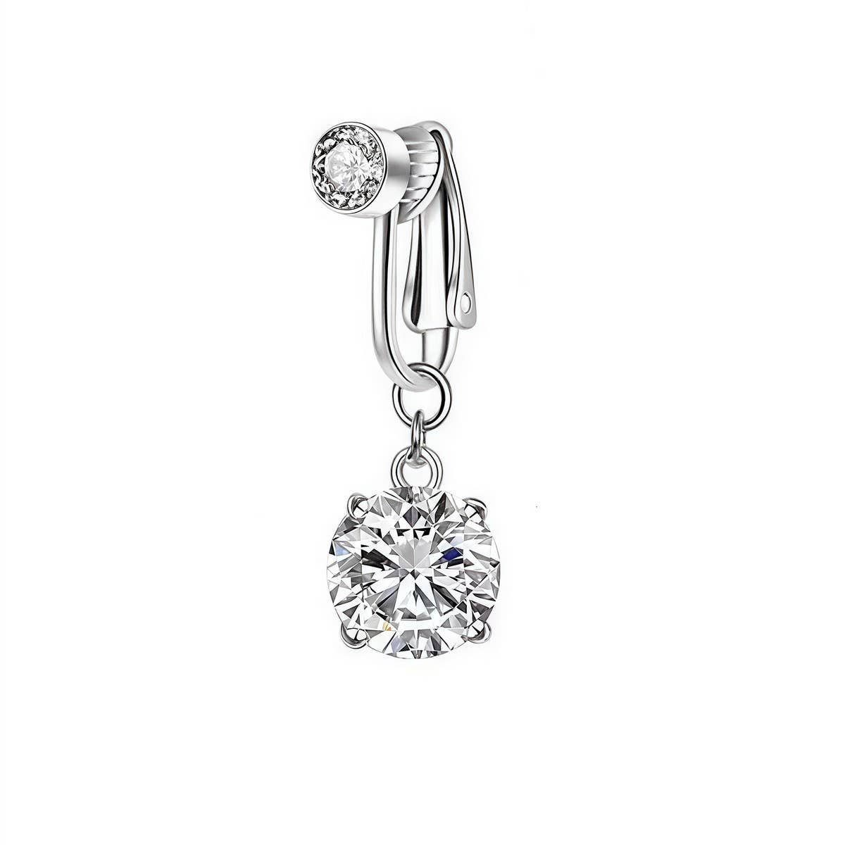 NO PIERCING NAVEL CLIP RING WITH MOON HEART CHARM＿cWMM9227
