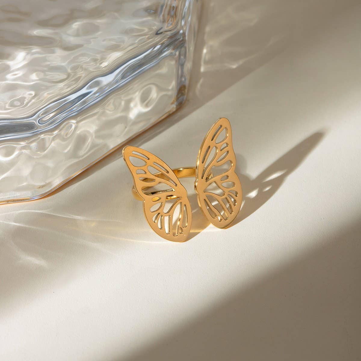 EUROPEAN AND AMERICAN SMOOTH BUTTERFLY OPEN RING_CWAJE1878