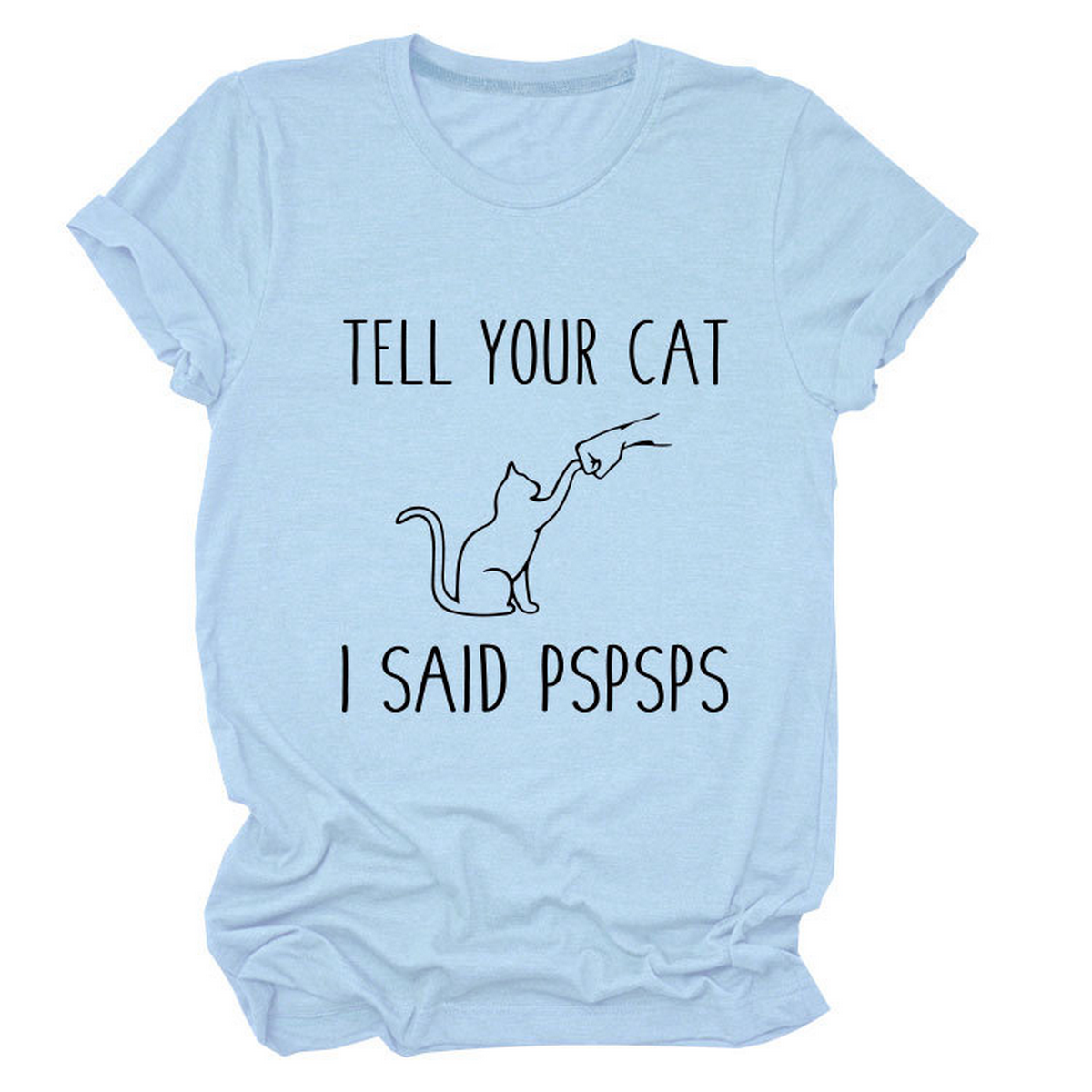 CASUAL CAT PRINT TEE WOMEN S SHORT SLEEVE TOP_CWTTS1519