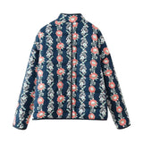 STAND COLLAR FLORAL PRINT LOOSE QUILTED JACKET_CWOJA1560