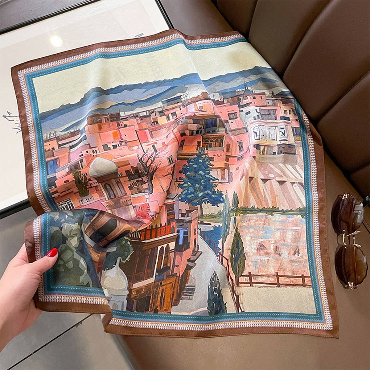 SILK SQUARE SCARF SPRING OIL PAINTING PRINT WRAP_CWASC0614