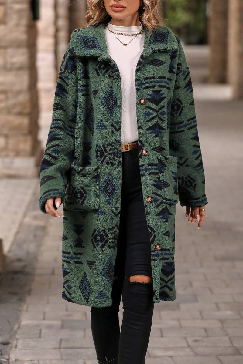 Women Ethnic Style Printed Plush Long Coat_Cwoco0123