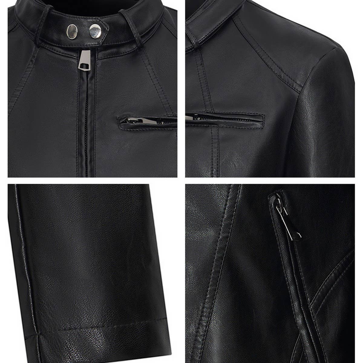 SLIM FIT WASHED PU JACKET STYLISH FALL WORKWEAR_CWMM9013