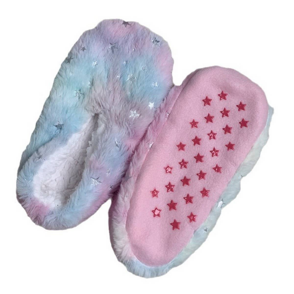 Warm Tie-Dye Star Indoor Soft Bottom Sock Slippers_Cwms1184