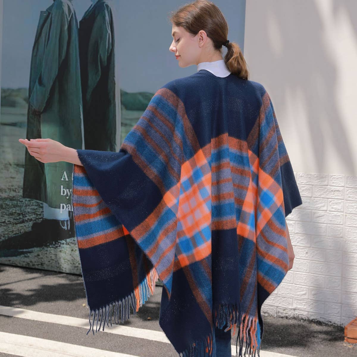 REVERSIBLE PLAID FAUX CASHMERE SCARF WINTER WRAP_CWASC0945